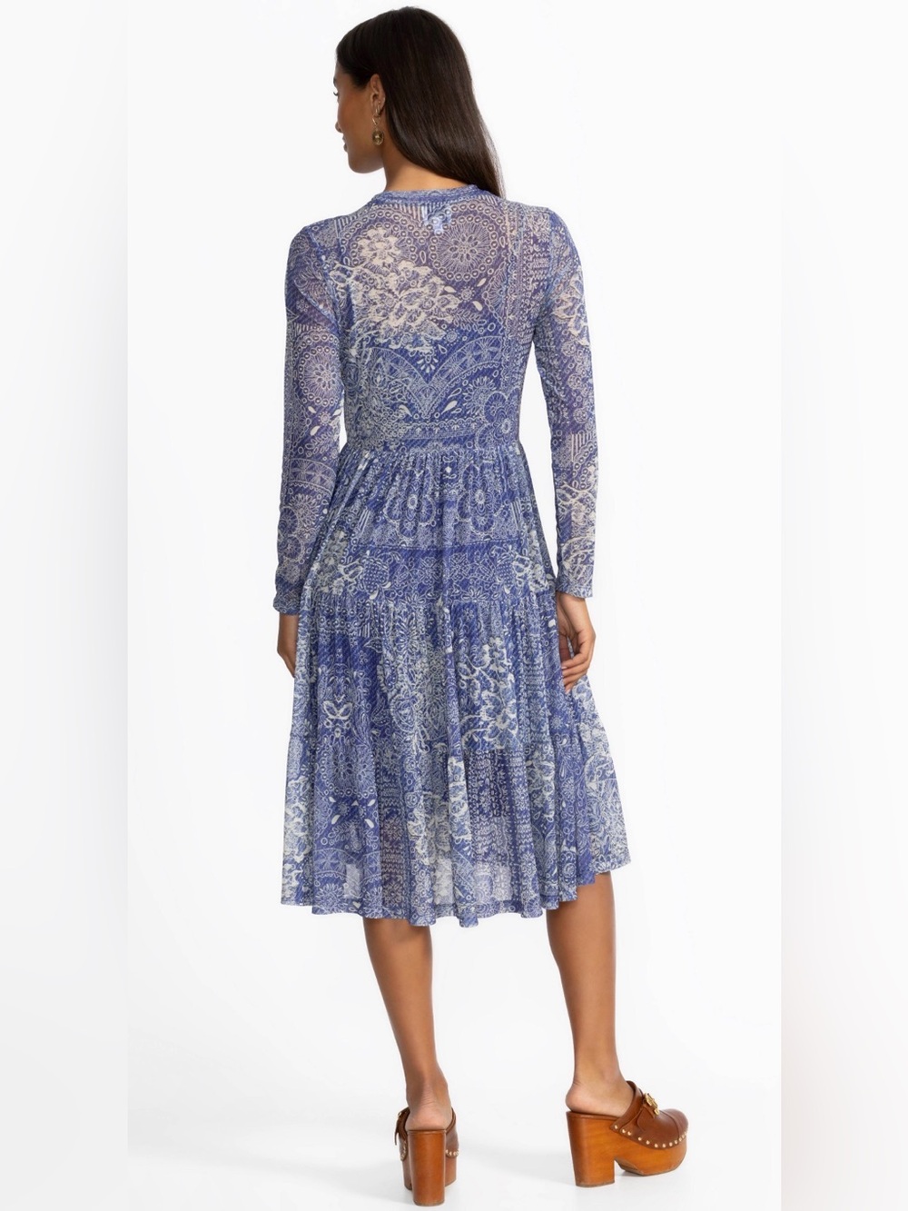 NWT Johnny Was Jade Long Sleeve Mesh Tiered Dress - Picture 2 of 9